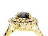 Yellow gold Double Halo Fancy Black Pear Cut Diamond Pavé Band with Four-Prong Setting_4
