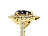 Yellow gold Double Halo Fancy Black Pear Cut Diamond Pavé Band with Four-Prong Setting_5