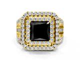 Yellow gold Double Halo Fancy Black Princess Cut Diamond Split Shank Pave Set Ring_3