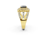 Yellow gold Double Halo Fancy Black Princess Cut Diamond Split Shank Pave Set Ring_5
