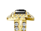 Yellow gold Double Halo Fancy Black Princess Cut Diamond Split Shank Prong Setting Ring_5
