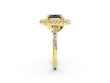Yellow gold Double Halo Fancy Black Radiant Cut Diamond Pavé Band with Four-Prong Setting_2