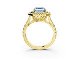 Yellow gold Double Halo Fancy Blue Asscher -Shaped Split Shank Diamond Ring with Prong Setting_18