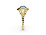 Yellow gold Double Halo Fancy Blue Asscher Cut Diamond Split Shank Engagement Ring with Four-Prong Setting_5