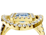Yellow gold Double Halo Fancy Blue Asscher Cut Diamond Split Shank Prong Setting Ring_4