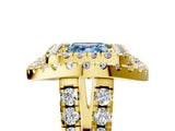 Yellow gold Double Halo Fancy Blue Asscher Cut Diamond Split Shank Prong Setting Ring_5