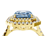 Yellow gold Double Halo Fancy Blue Asscher  Diamond Pave Band with Four-Prong Setting_4