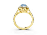 Yellow gold Double Halo Fancy Blue Cushion Cut Diamond Split Shank Engagement Ring with Four-Prong Setting_6