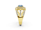 Yellow gold Double Halo Fancy Blue Cushion Cut Diamond Split Shank Pave Set Ring_5