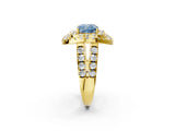 Yellow gold Double Halo Fancy Blue Cushion Cut Diamond Split Shank Prong Setting Ring_2