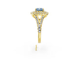 Yellow gold Double Halo Fancy Blue Cushion  Cut Pave Split Shank Prong Set Ring_17
