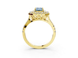 Yellow gold Double Halo Fancy Blue Emerald  Cut Pave Split Shank Prong Set Ring_18