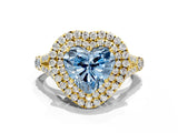 Yellow gold Double Halo Fancy Blue Heart Cut Diamond Split Shank Engagement Ring with Four-Prong Setting_3
