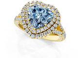Yellow gold Double Halo Fancy Blue Heart Cut Diamond Split Shank Engagement Ring with Four-Prong Setting_4