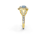 Yellow gold Double Halo Fancy Blue Heart Cut Diamond Split Shank Engagement Ring with Four-Prong Setting_5