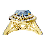 Yellow gold Double Halo Fancy Blue Heart Cut Diamond Split Shank Engagement Ring with Four-Prong Setting_7