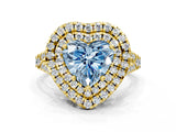 Yellow gold Double Halo Fancy Blue Heart  Cut Pave Split Shank Prong Set Ring_15