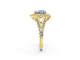 Yellow gold Double Halo Fancy Blue Heart  Cut Pave Split Shank Prong Set Ring_17
