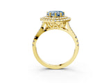 Yellow gold Double Halo Fancy Blue Heart  Cut Pave Split Shank Prong Set Ring_18