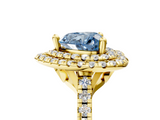 Yellow gold Double Halo Fancy Blue Heart  Diamond Pave Band with Four-Prong Setting_48