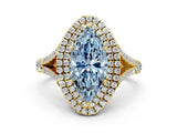 Yellow gold Double Halo Fancy Blue Marquise Cut Diamond Split Shank Engagement Ring with Four-Prong Setting_3