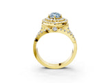 Yellow gold Double Halo Fancy Blue Marquise Cut Diamond Split Shank Pave Set Ring_6