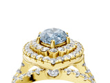 Yellow gold Double Halo Fancy Blue Marquise Cut Diamond Split Shank Pave Set Ring_7