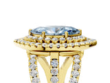 Yellow gold Double Halo Fancy Blue Marquise Cut Diamond Split Shank Pave Set Ring_8