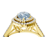 Yellow gold Double Halo Fancy Blue Marquise  Cut Diamond Split Shank Ring with Four Prong Setting_24