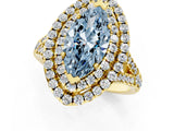 Yellow gold Double Halo Fancy Blue Marquise  Cut Pave Split Shank Prong Set Ring_16
