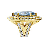 Yellow gold Double Halo Fancy Blue Marquise  Cut Pave Split Shank Prong Set Ring_20