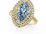 Yellow gold Double Halo Fancy Blue Marquise  Diamond Pave Band with Four-Prong Setting_44
