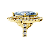 Yellow gold Double Halo Fancy Blue Marquise  Diamond Pave Band with Four-Prong Setting_48