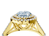 Yellow gold Double Halo Fancy Blue Oval Cut Diamond Split Shank Engagement Ring with Four-Prong Setting_7