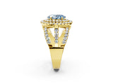 Yellow gold Double Halo Fancy Blue Oval Cut Diamond Split Shank Pave Set Ring_5