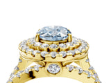 Yellow gold Double Halo Fancy Blue Oval Cut Diamond Split Shank Pave Set Ring_7
