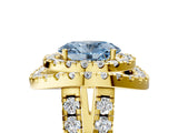 Yellow gold Double Halo Fancy Blue Oval Cut Diamond Split Shank Prong Setting Ring_5