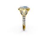 Yellow gold Double Halo Fancy Blue Oval  Cut Diamond Split Shank Ring with Four Prong Setting_39