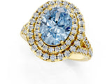 Yellow gold Double Halo Fancy Blue Oval  Cut Pave Split Shank Prong Set Ring_16