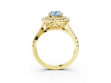 Yellow gold Double Halo Fancy Blue Oval  Cut Pave Split Shank Prong Set Ring_18