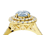 Yellow gold Double Halo Fancy Blue Oval  Cut Pave Split Shank Prong Set Ring_19