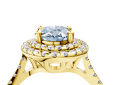 Yellow gold Double Halo Fancy Blue Oval  Diamond Pave Band with Four-Prong Setting_46