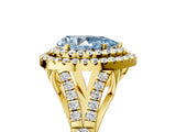 Yellow gold Double Halo Fancy Blue Pear -Shaped Split Shank Diamond Ring with Prong Setting_20