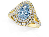 Yellow gold Double Halo Fancy Blue Pear Cut Diamond Split Shank Engagement Ring with Four-Prong Setting_4