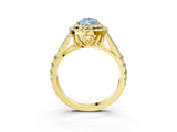 Yellow gold Double Halo Fancy Blue Pear Cut Diamond Split Shank Engagement Ring with Four-Prong Setting_6