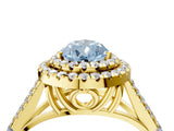Yellow gold Double Halo Fancy Blue Pear Cut Diamond Split Shank Engagement Ring with Four-Prong Setting_7
