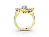 Yellow gold Double Halo Fancy Blue Pear Cut Diamond Split Shank Prong Setting Ring_3