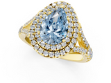 Yellow gold Double Halo Fancy Blue Pear  Cut Diamond Split Shank Ring with Four Prong Setting_21