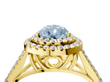 Yellow gold Double Halo Fancy Blue Pear  Cut Diamond Split Shank Ring with Four Prong Setting_24