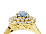 Yellow gold Double Halo Fancy Blue Pear  Cut Pave Split Shank Prong Set Ring_19